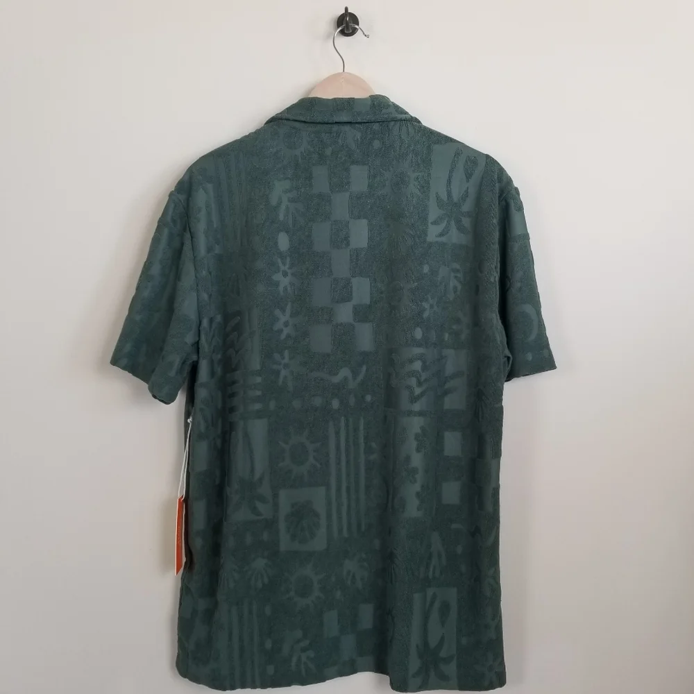 Negative Space Textured Terry Cloth Burnout Short Sleeve Shirt Medium NWT - Picture 3 of 6